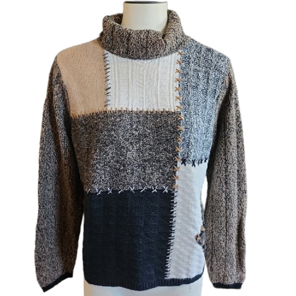 Emma James Women's Colorblock Cowl Neck Long Sleeves Sweater Size Large - Picture 2 of 7